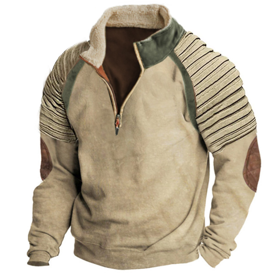 

Men's Vintage Henley Stand Collar Tactical Sweatshirt