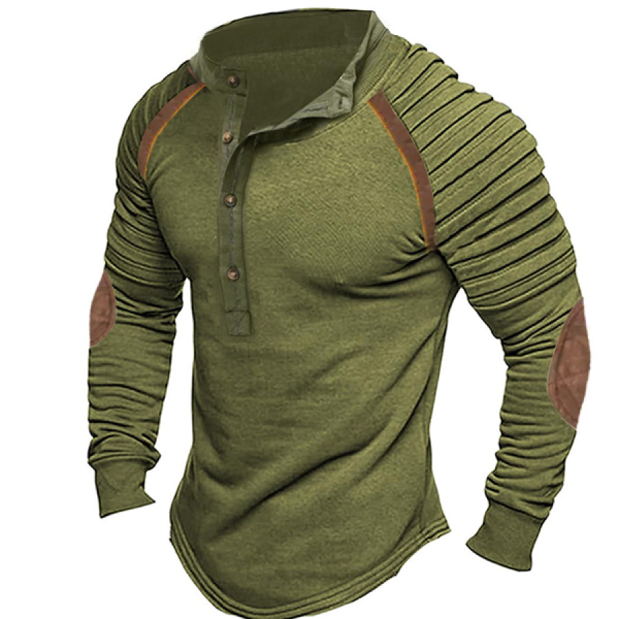 

Men's Vintage Western Henley Stand Collar T-Shirt