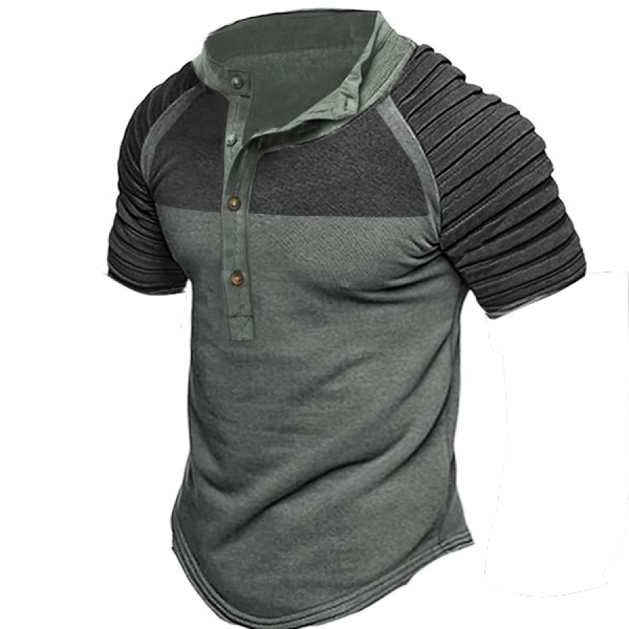 

Men's Outdoor Collar Henley Standing Collar T-Shirt