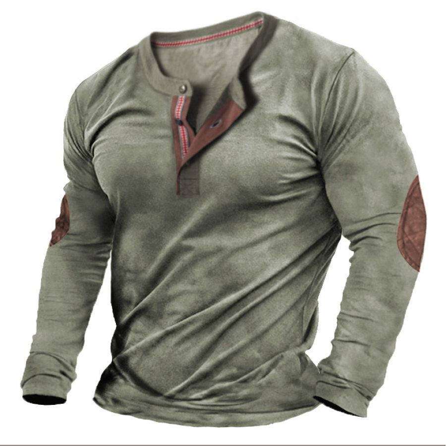 

Men's Outdoor Tactical Colorblock Henley Long Sleeve T-Shirt