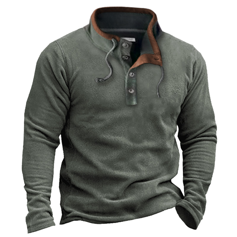 Men's Vintage Lace Up Chic Casual Stand Collar Sweatshirt