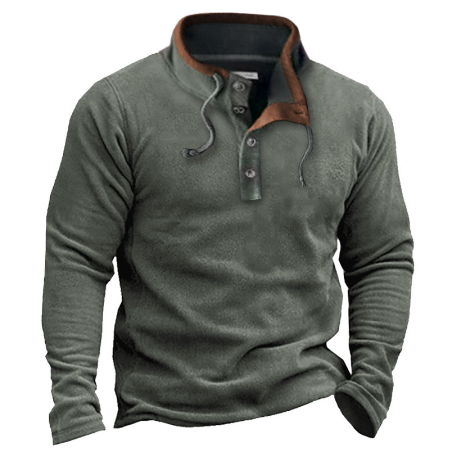 

Sudadera Con Cuello Alto Informal Con Cordones Vintage Para Hombre