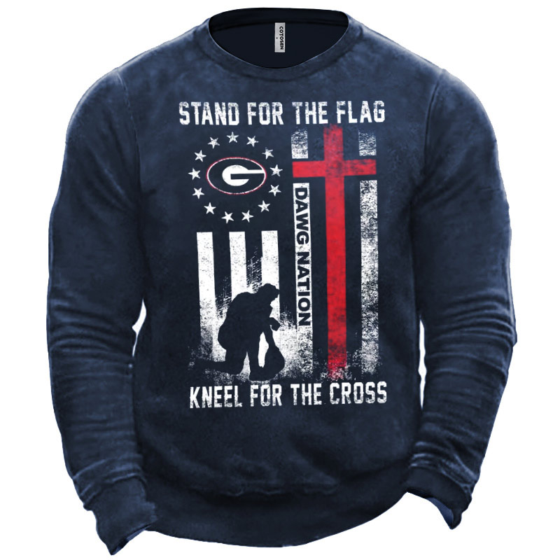 Men's Stand For The Chic Flag Kneel For The Cross Sweatshirt