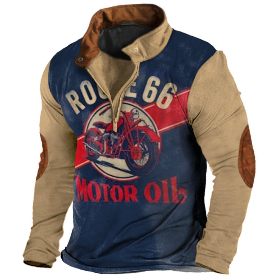 

Men's Vintage Route 66 Quarter Zip Colorblock T-Shirt