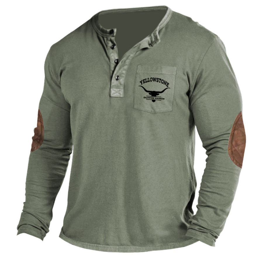 

Men's Outdoor Yellowstone Colorblock Henley Long Sleeve T-Shirt
