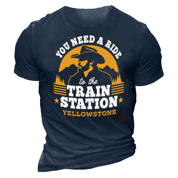 Yellowstone Train Station Men's Chic T-shirt