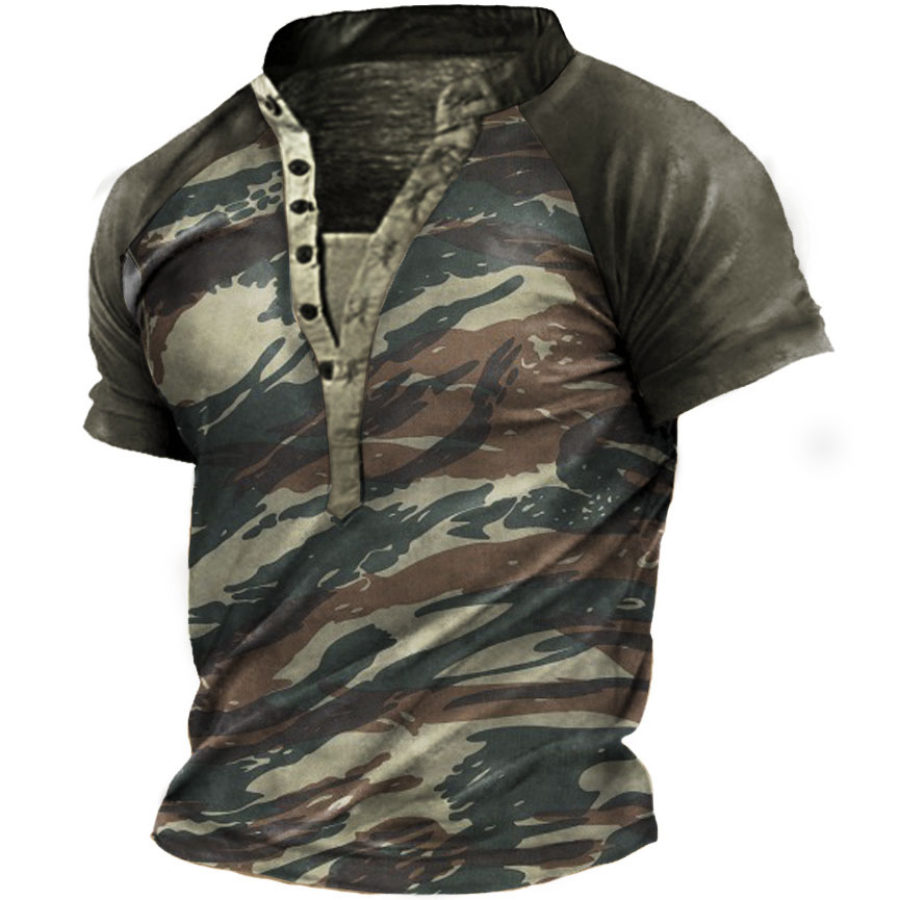 

Men's Training Camouflage Henley Short Sleeve T-Shirt
