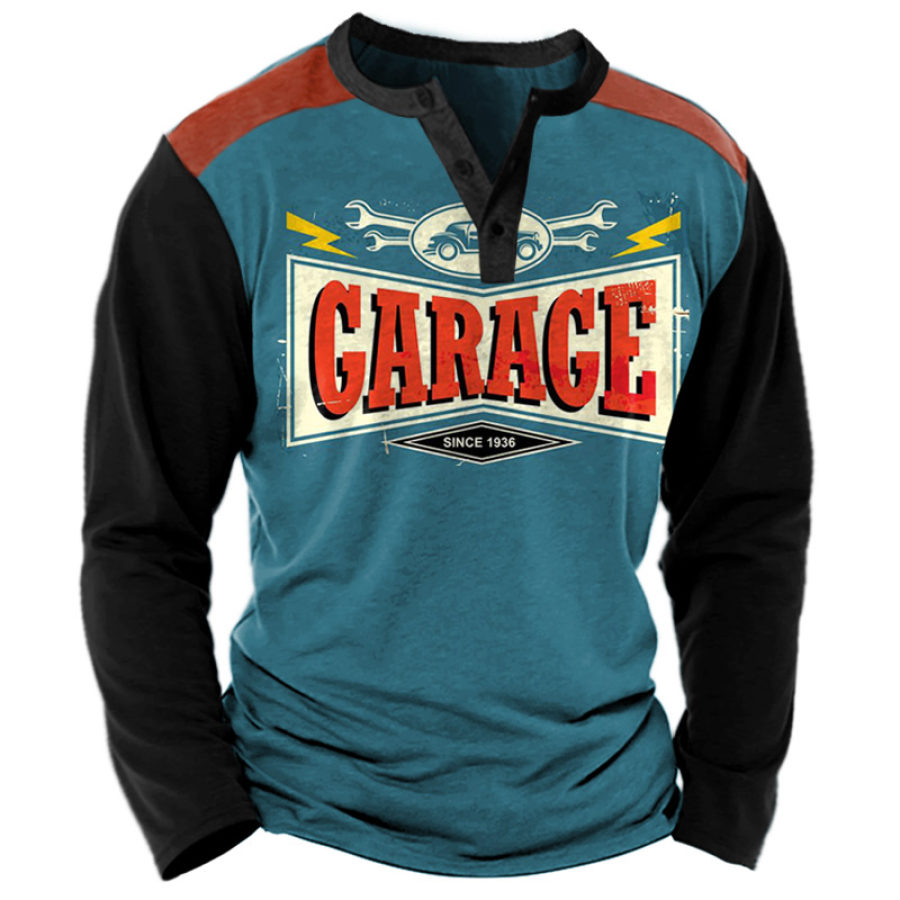 

Men's Vintage Garage Colorblock Henley T-Shirt