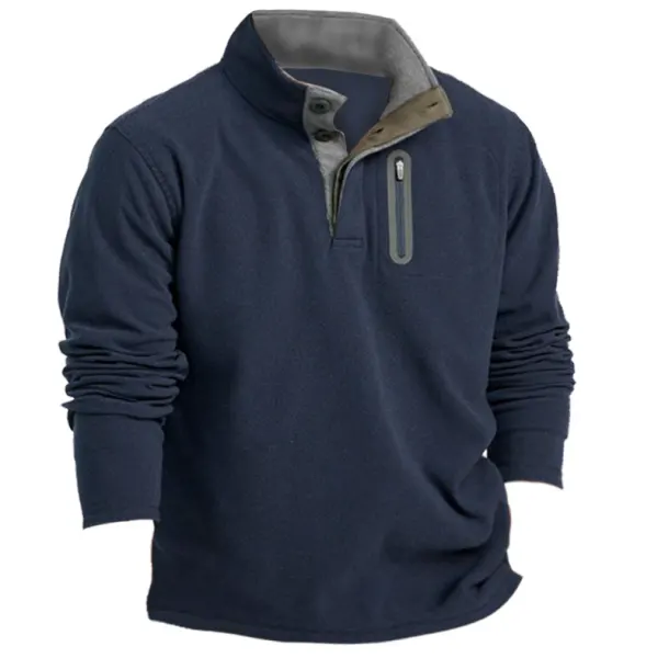 Men's Outdoor Fleece Warm Stand Collar Sweatshirt - Kalesafe.com 