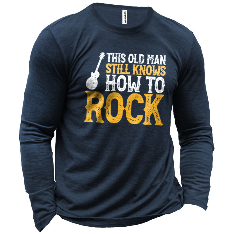 Men's This Old Man Chic Knows How To Rock Cotton Long Sleeve T-shirt