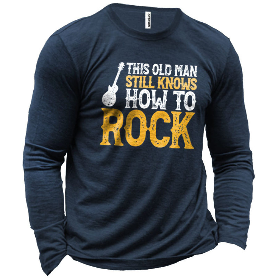 

Men's This Old Man Knows How To Rock Cotton Long Sleeve T-Shirt