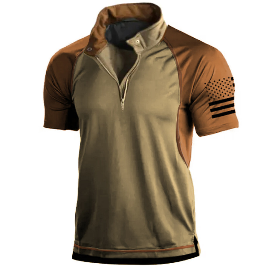 

Men's Outdoor Tactical Zip Stand Collar Tactical Polo Shirt