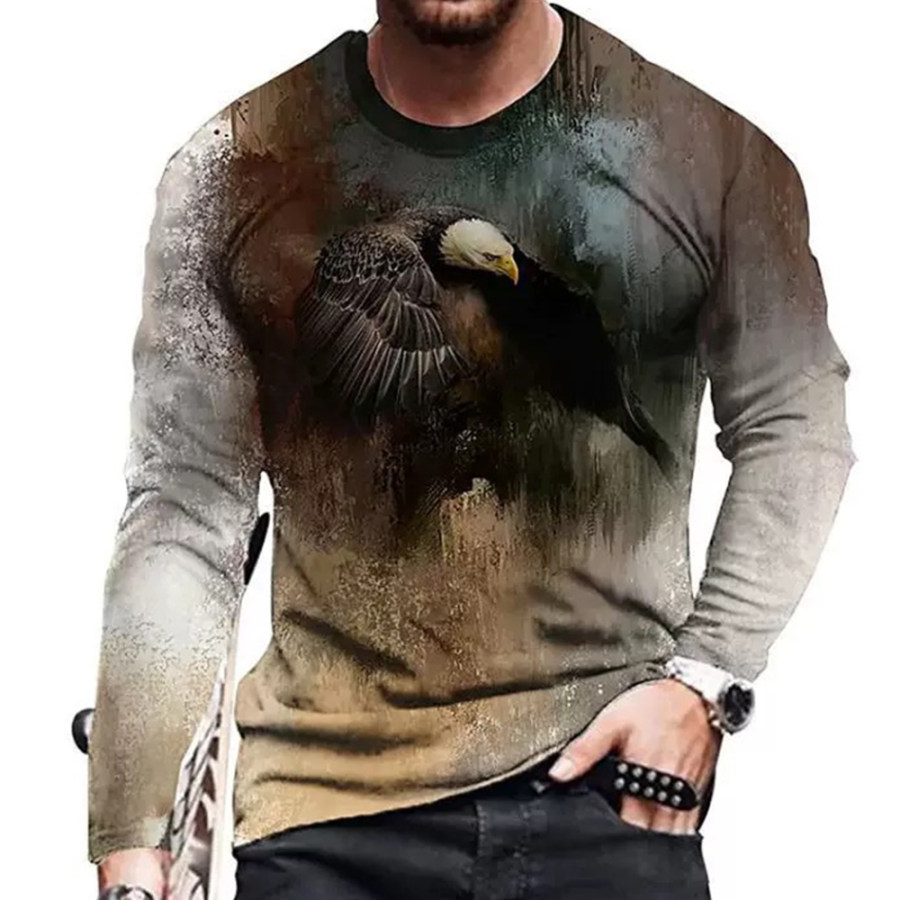 

Men's Vintage Eagle 3D Print Long Sleeve T-Shirt