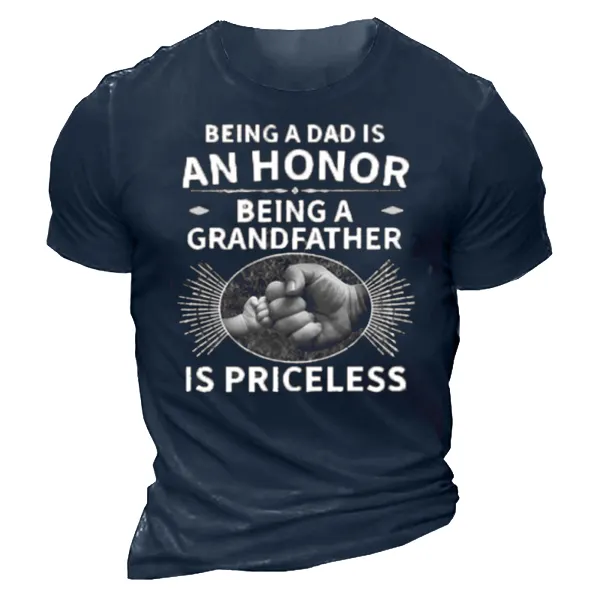 Being A Dad Is An Honor Being A Grandfather Is Priceless Men's T-Shirt - Kalesafe.com 