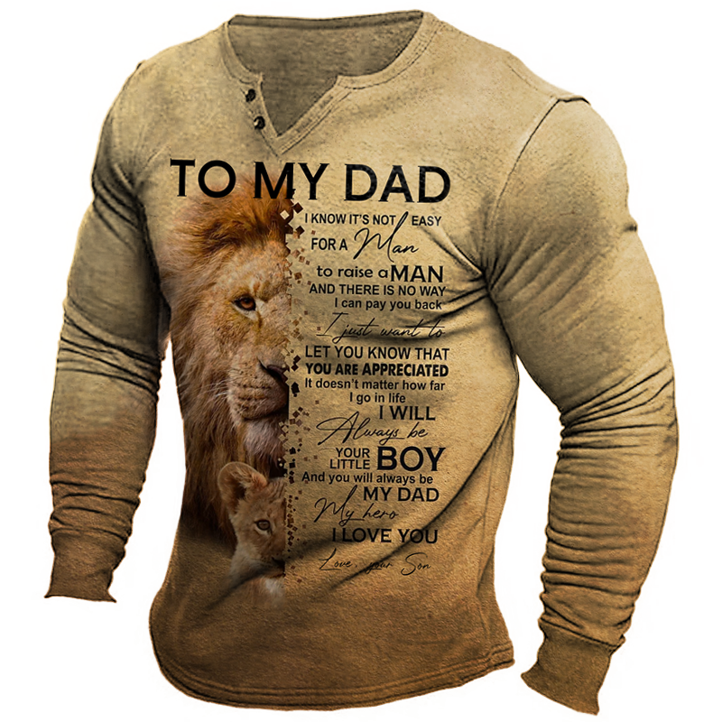 Men's Dad And Me Chic Lion Faith V-neck T-shirt