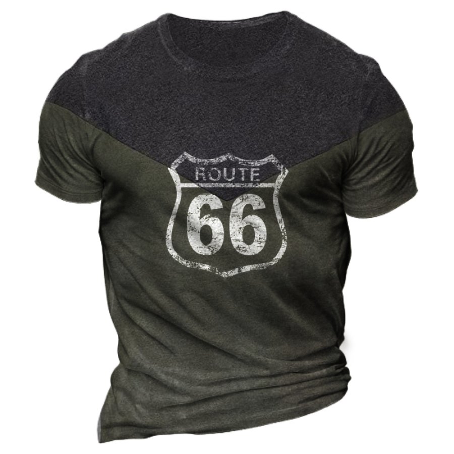 

Men's Vintage Colorblock Route 66 Print T-Shirt