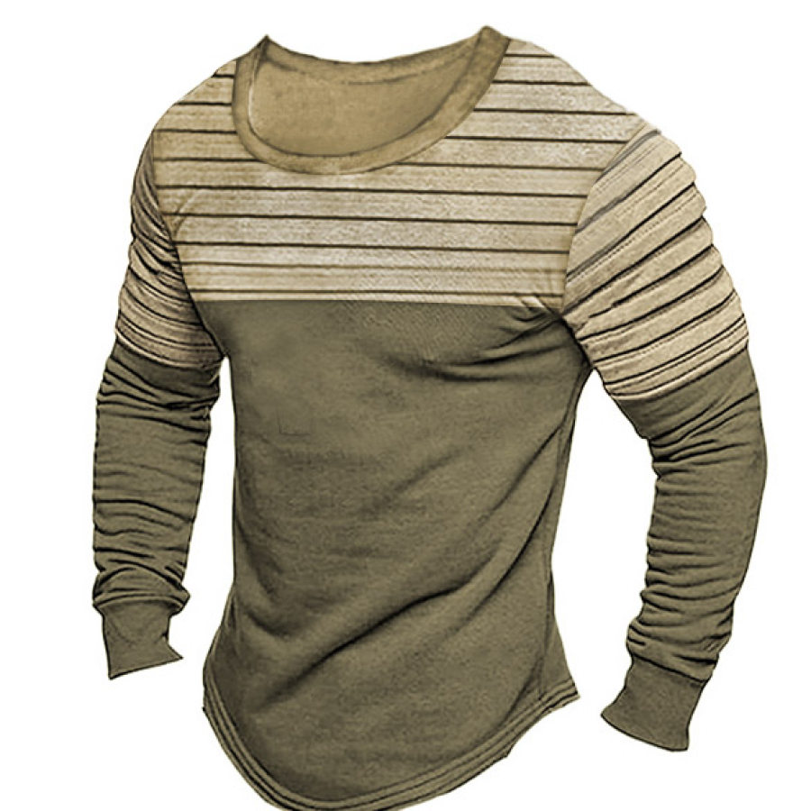 

Men's Vintage Pleated Panel Long Sleeve T-Shirt