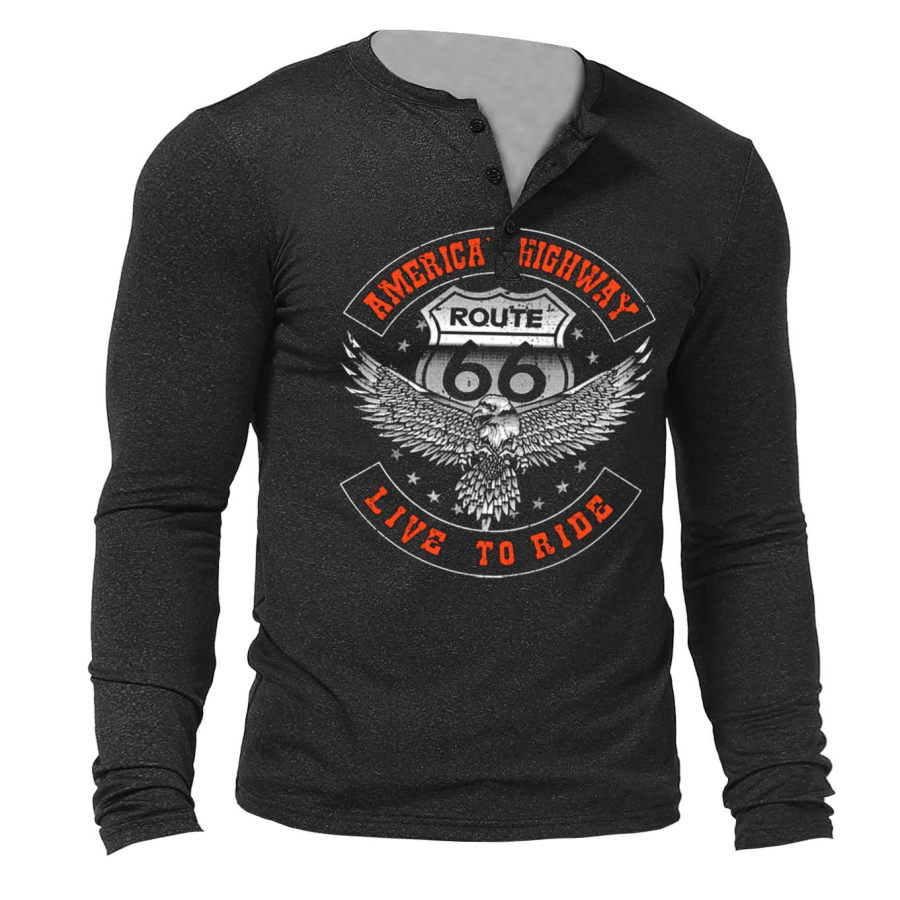 

Men's Outdoor America's Highway Route 66 Henley T-Shirt