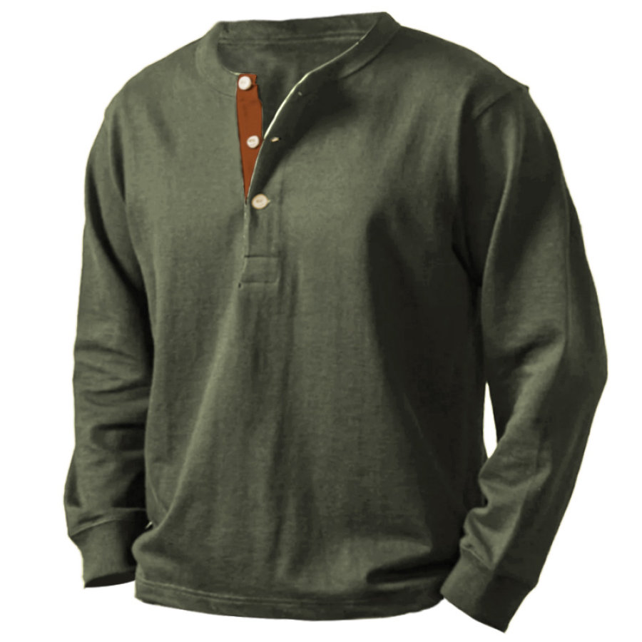 

Men's Vintage Colorblock Quarter Button Sweatshirt