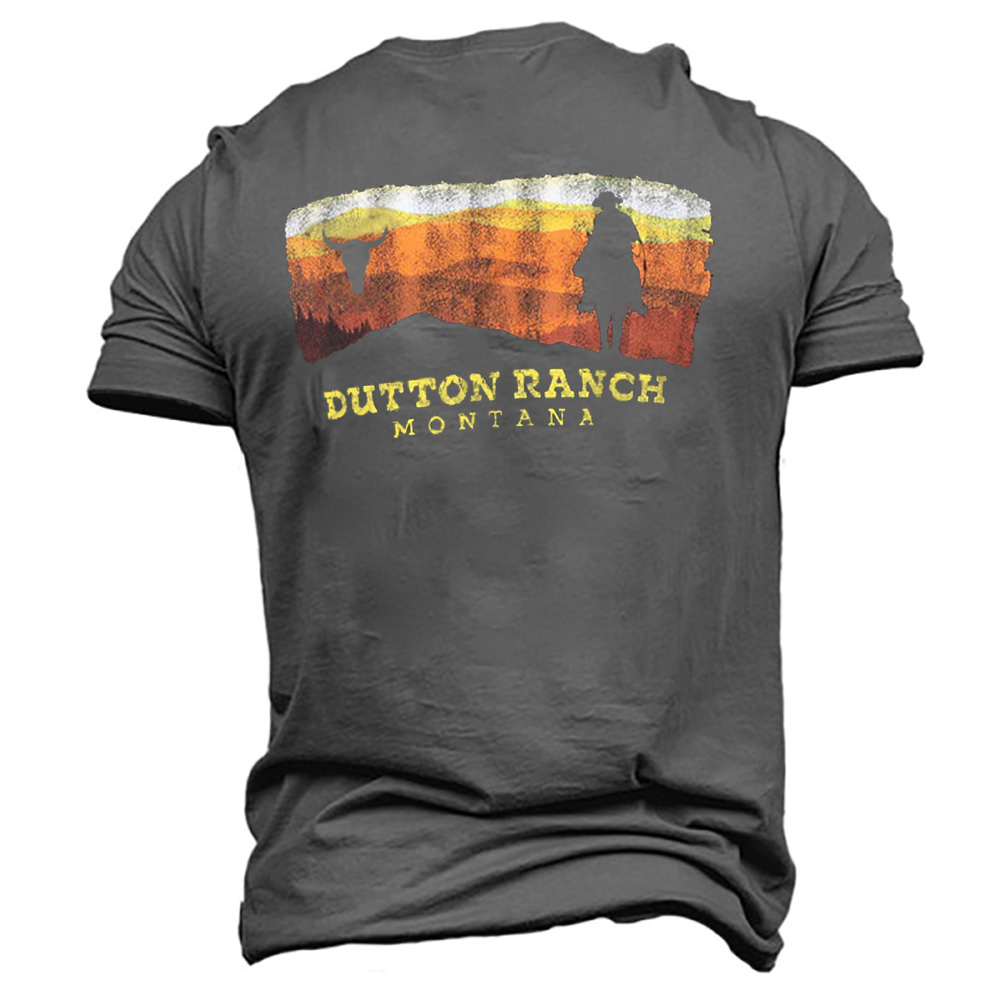 Men's Yellowstone Skull Bull Print Chic Cotton T-shirt