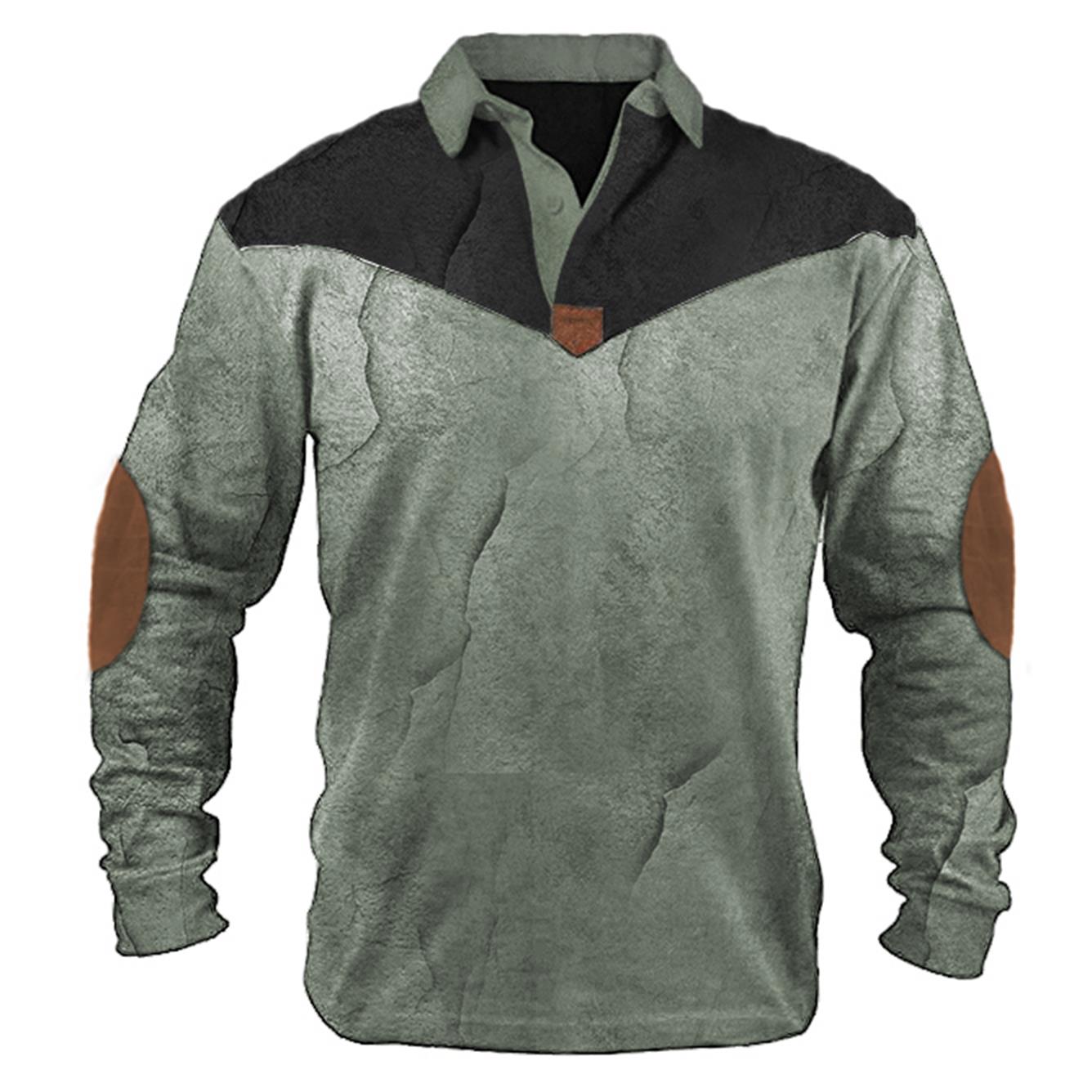 Men's Outdoor Tactical Colorblock Chic Polo Long Sleeve T-shirt