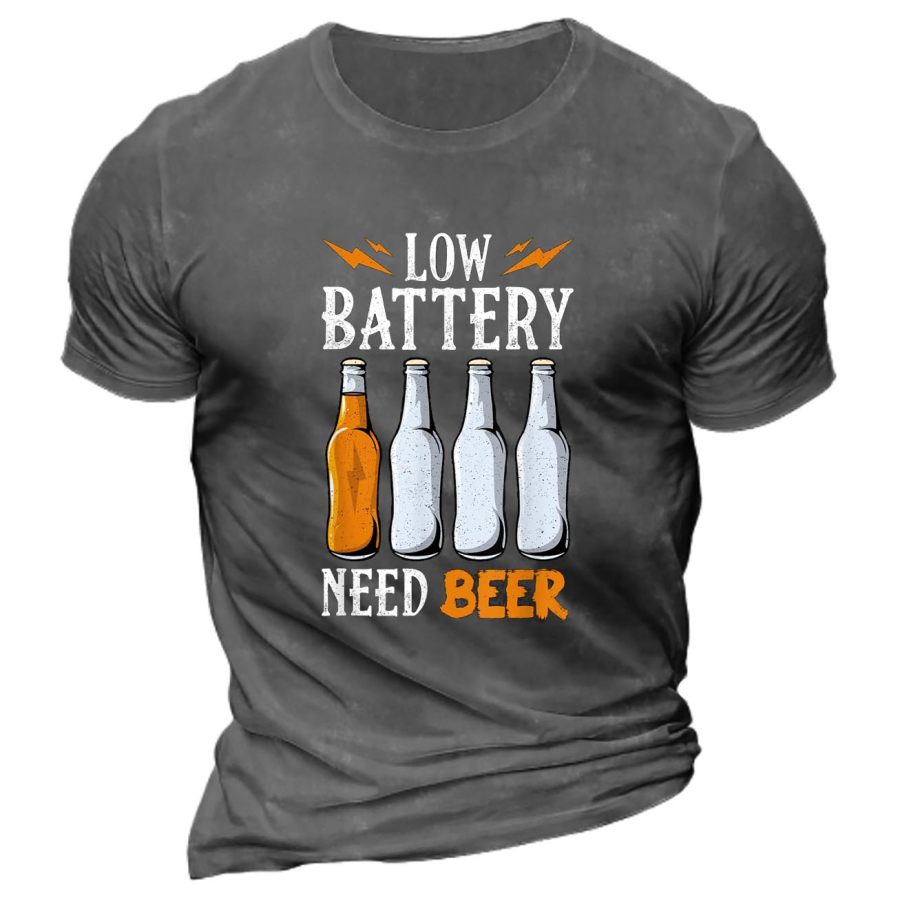 

Men's Low Battery Need Beer Cotton T-Shirt