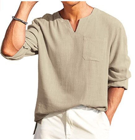 Men's Solid Color Casual Chic Linen Shirt