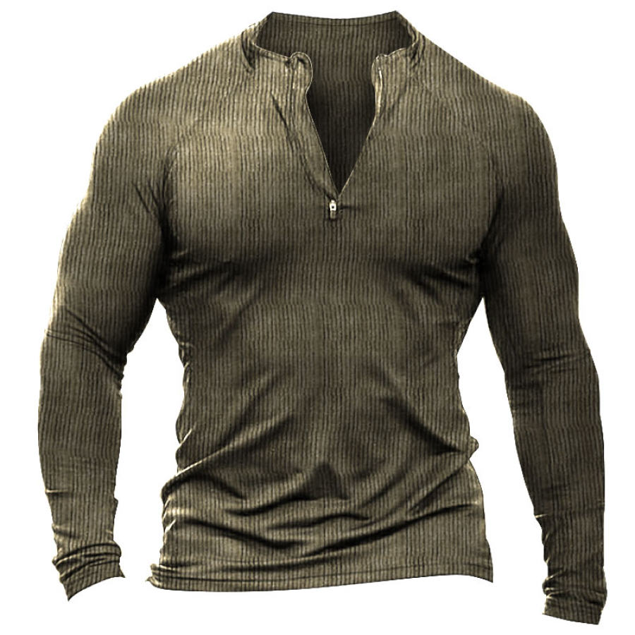 

Men's Outdoor Casual Quarter Zip Long Sleeve T-Shirt