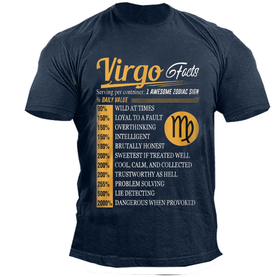 

Men's Cotton T-Shirt With Virgo Quotes Print