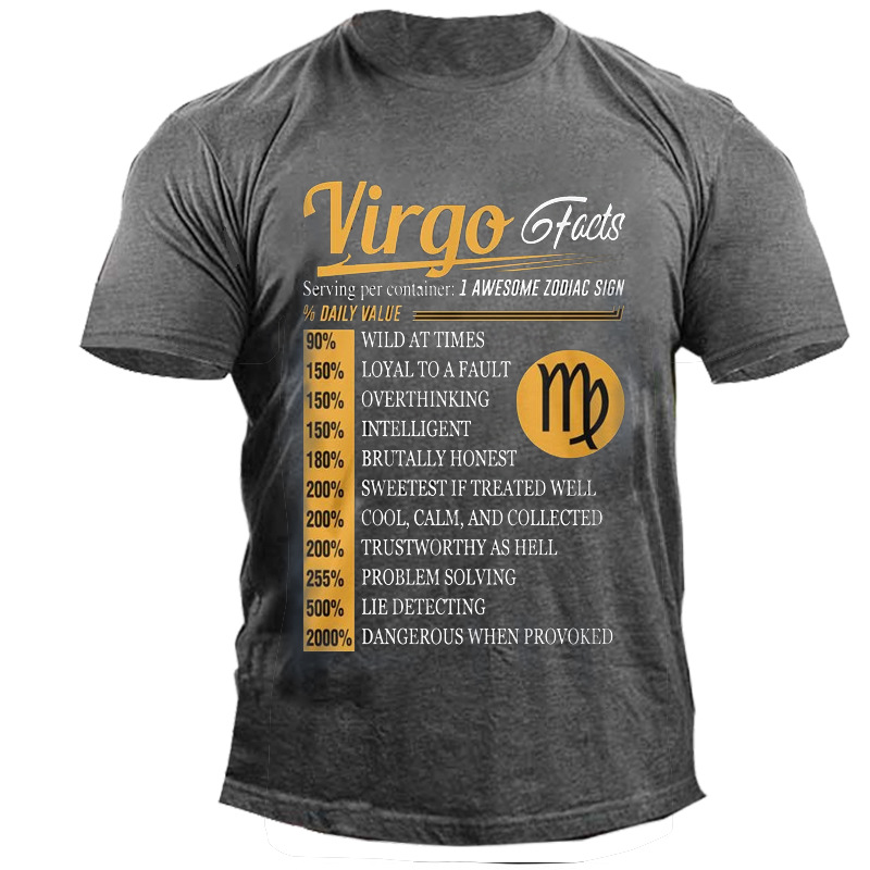 Men's Cotton T-shirt With Chic Virgo Quotes Print