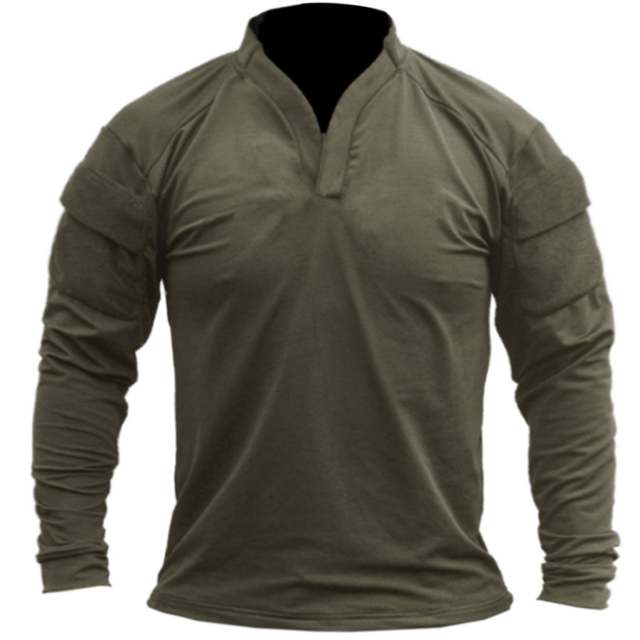 

Men's Outdoor Tactical Pocket Stand Collar Long Sleeve T-Shirt