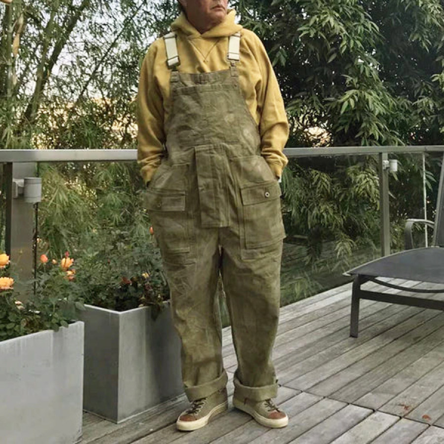 

Men's Vintage Washed Printed Overalls
