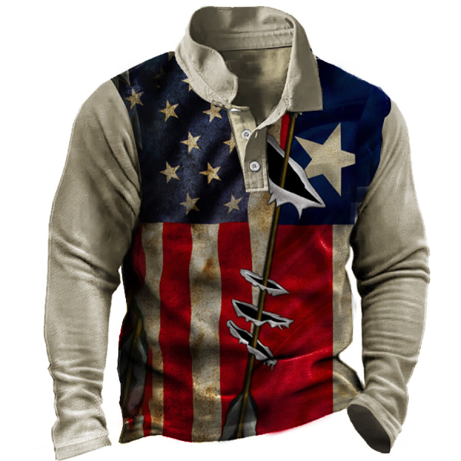 

Men's Vintage American Flag Polo Shirt