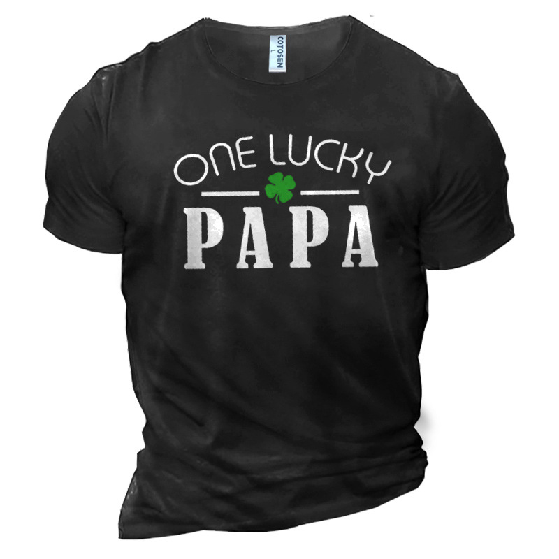 Men's One Lucky Papa Chic St.patrick's Day Regular Fit Crew Neck Casual T-shirt