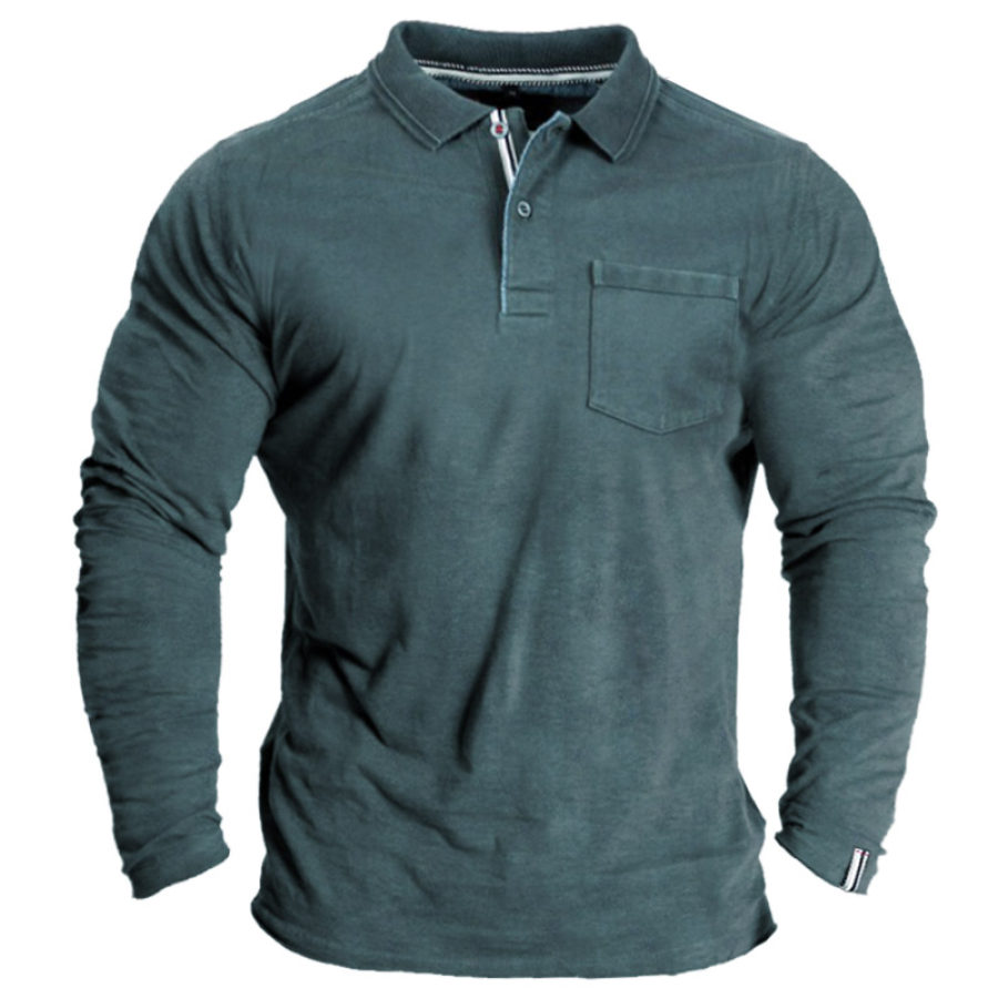 

Men's Vintage Pocket Polo Neck Casual T-Shirt
