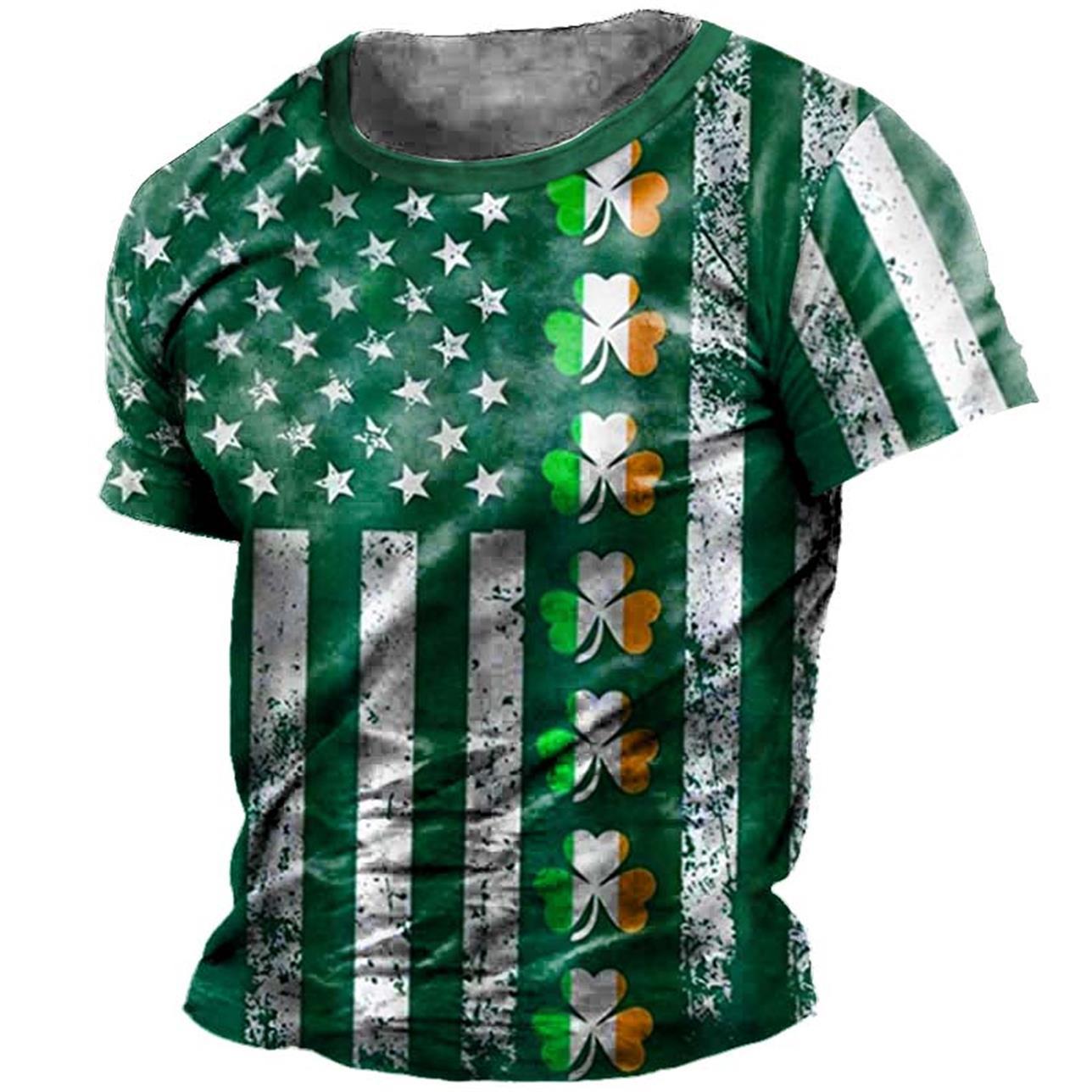 Men's St. Patrick's Day Chic American Flag Print T-shirt
