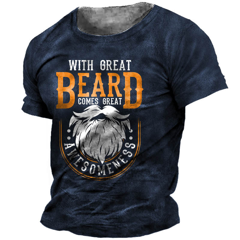 Men's With Great Beard Chic Comes Great Awesomeness Funny T-shirt