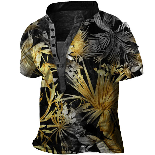 Men's Coconut Tree Henley Chic Shirt