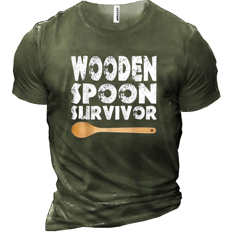 Wooden Spoon Survivor Men's Chic Cotton Short Sleeve T-shirt
