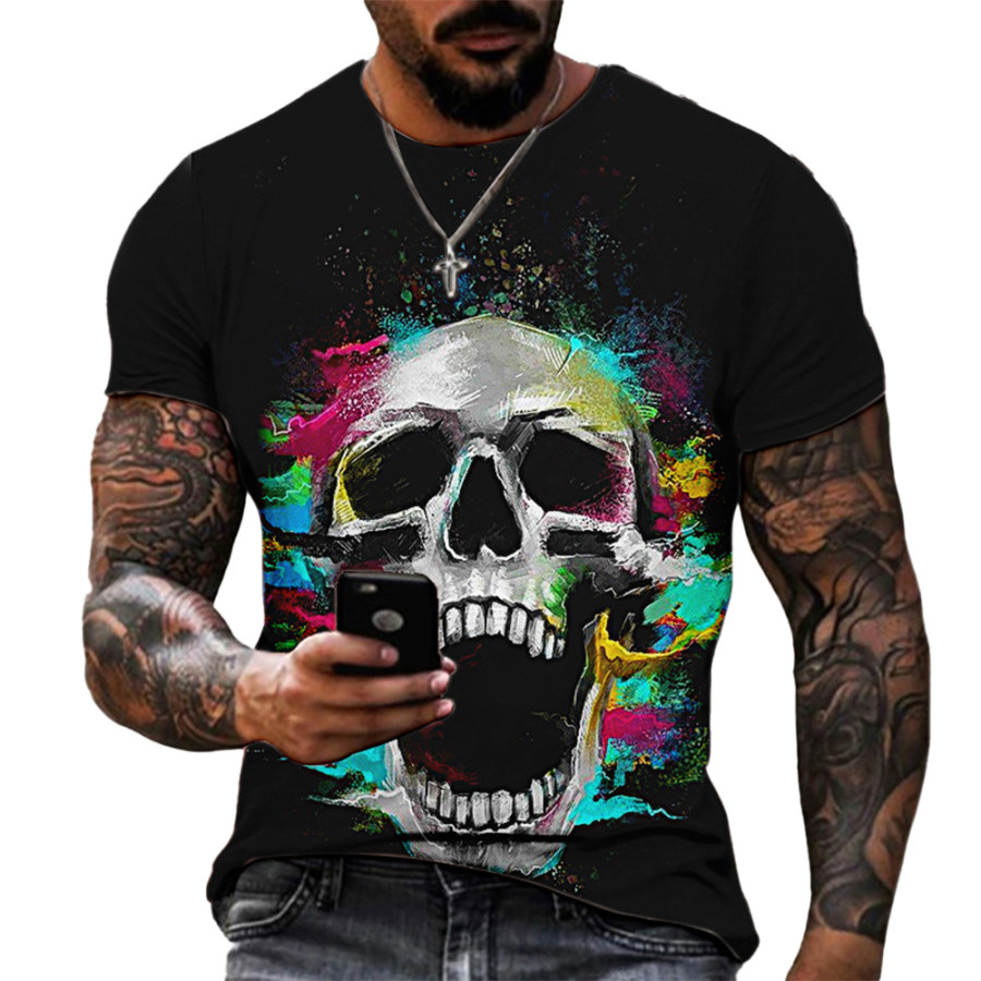 

Men's Vintage Skull Print T-Shirt