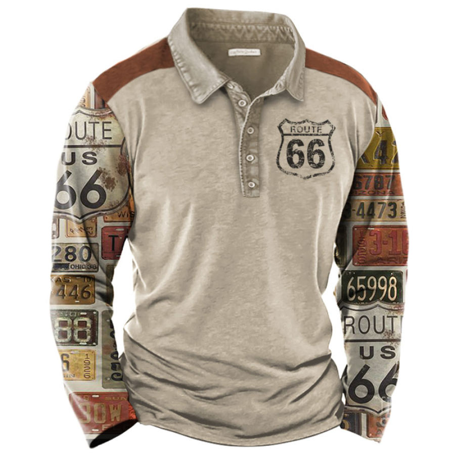 

Men's Vintage Route 66 License Plate Polo T-Shirt
