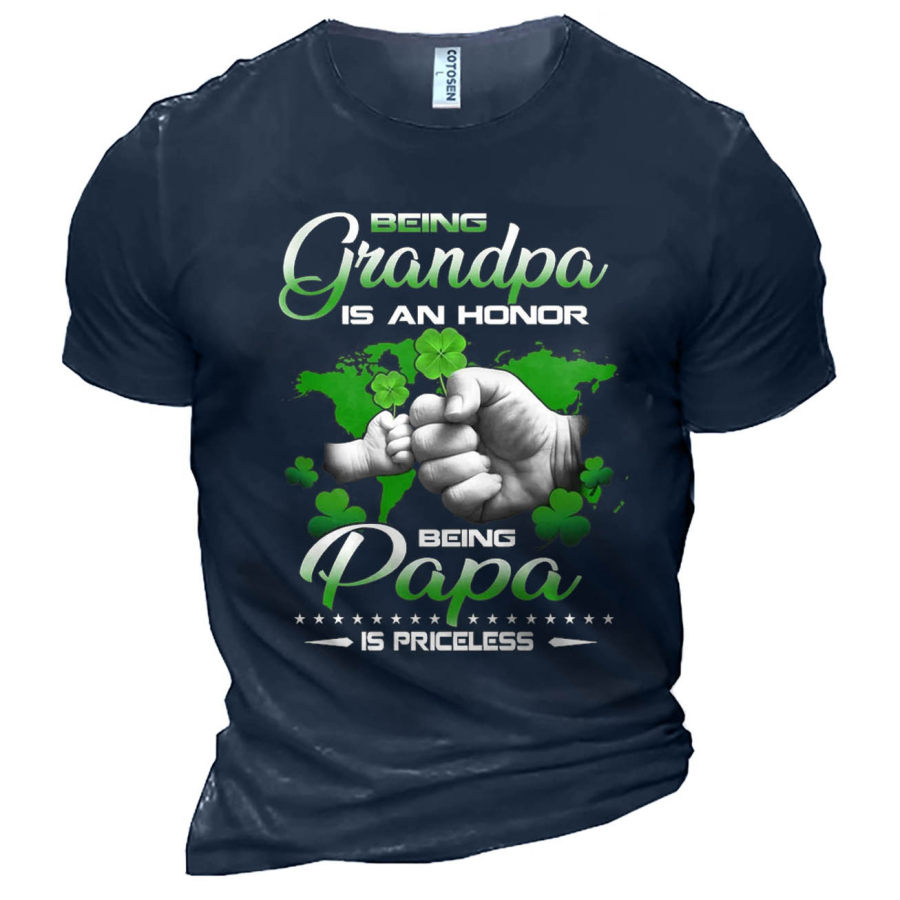 

Men's Grandpa Papa Is Priceless St.Patrick's Day Cotton T-Shirt