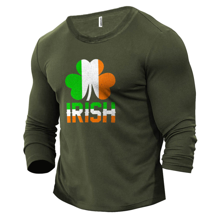 

Men's St. Patrick's Day Irish Clover Cotton Long Sleeve T-Shirt