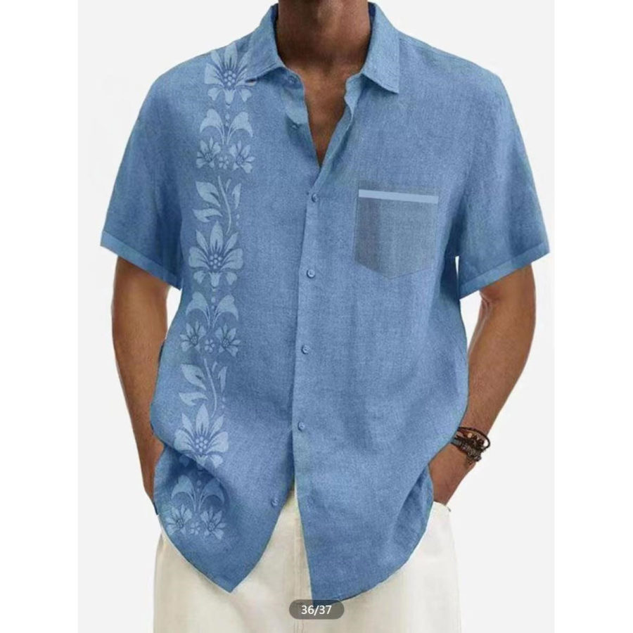 

Camicia Da Spiaggia Hawaiana Casual Tinta Unita Da Uomo