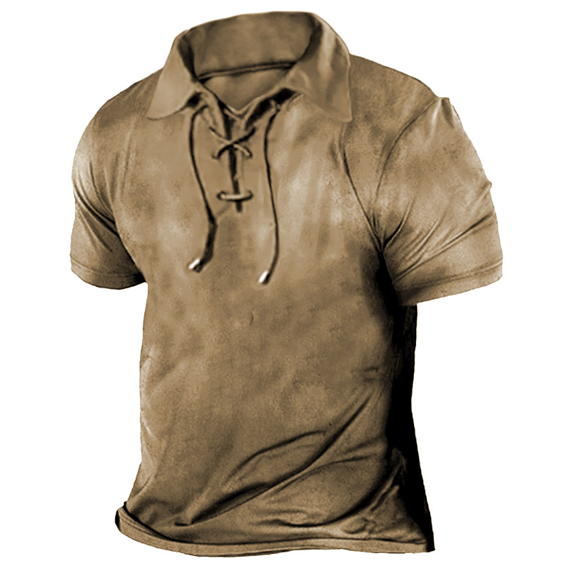 Men's Vintage Outdoor Training Chic Lace-up T-shirt