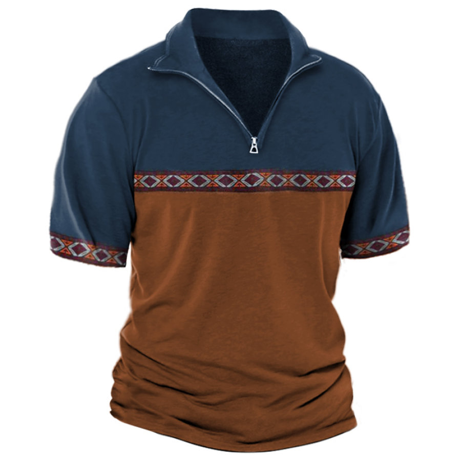 

Men's Vintage Ethnic Quarter Zip T-Shirt