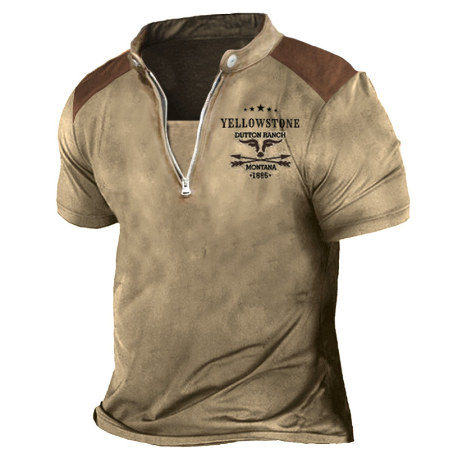 

Men's Vintage Yellowstone Quarter Zip Colorblock T-Shirt