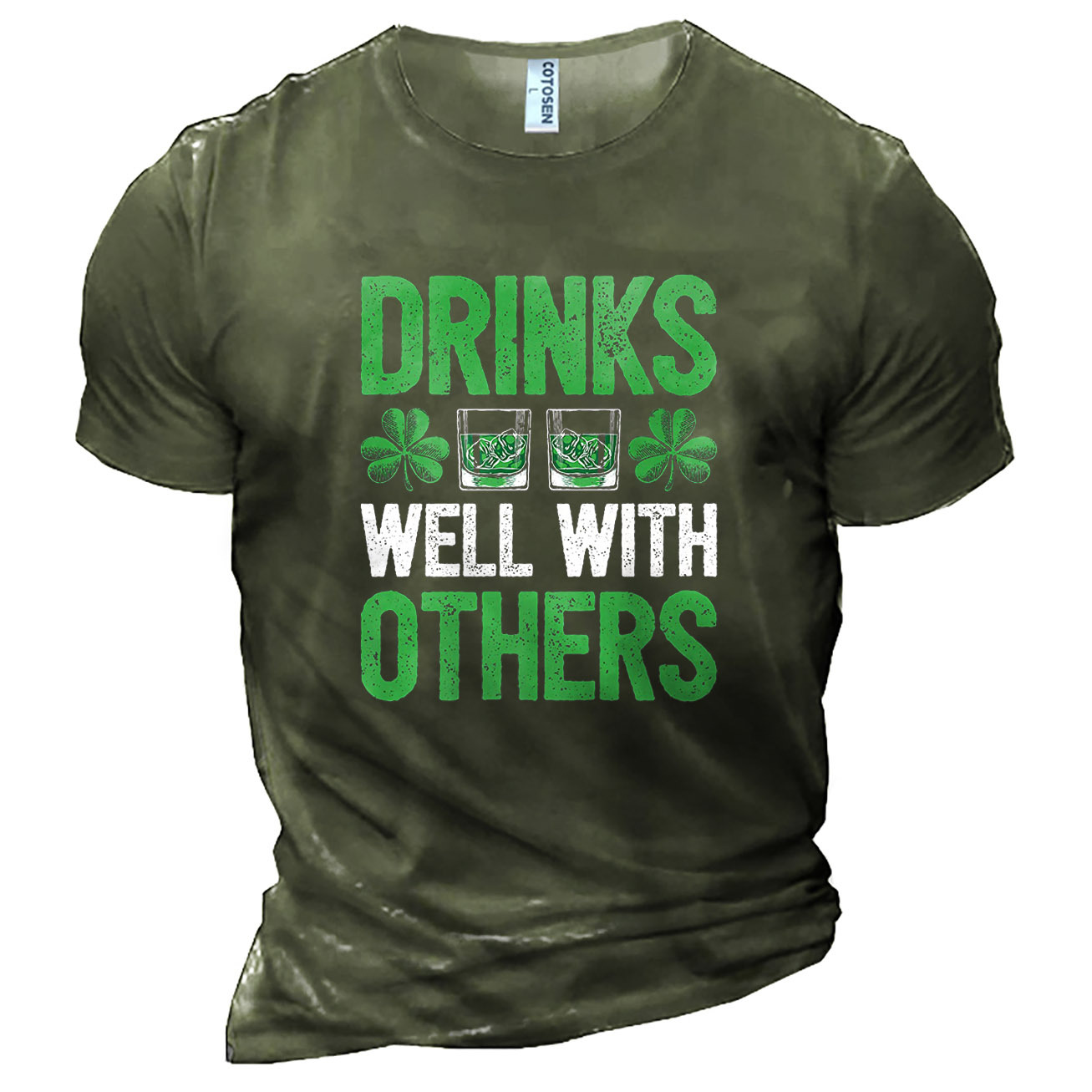 Men's Drinks Well With Chic Others St. Patrick's Day Cotton T-shirt