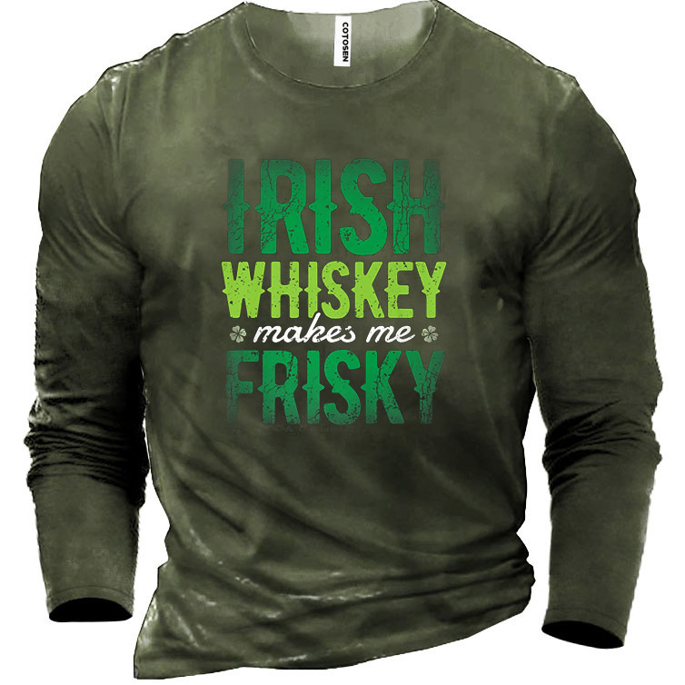 Men's Irish Whiskey Makes Chic Me Frisky St. Patrick's Day Cotton T-shirt