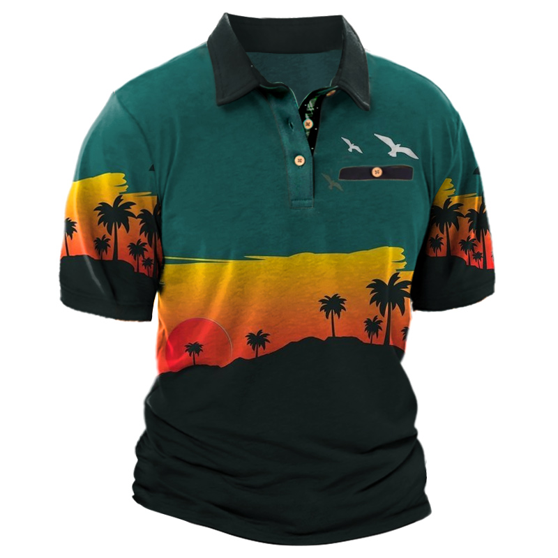 Men's Outdoor Hawaiian Vacation Chic Polo Neck T-shirt